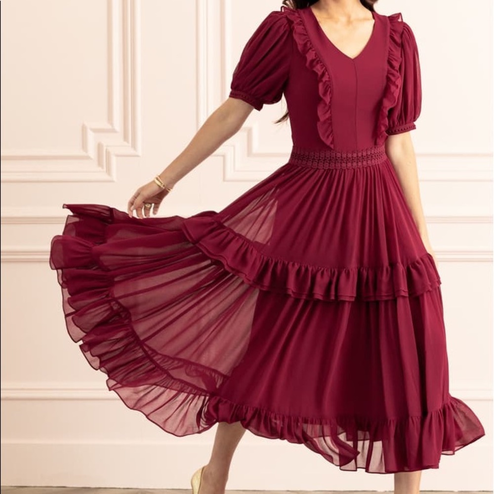 Rachel Parcell Tiered Ruffle Midi Dress